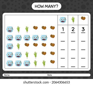 How many counting game with halloween icon. worksheet for preschool kids, kids activity sheet