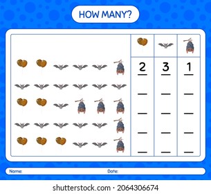 How many counting game with halloween icon. worksheet for preschool kids, kids activity sheet