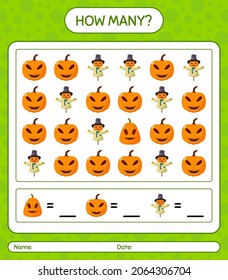 ¿Cuántos de los juegos de conteo con el ícono de Halloween? hoja de trabajo para niños de preescolar, hoja de actividades para niños