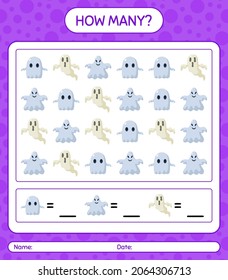 How many counting game with halloween icon. worksheet for preschool kids, kids activity sheet
