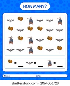 How many counting game with halloween icon. worksheet for preschool kids, kids activity sheet