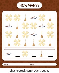 How many counting game with halloween icon. worksheet for preschool kids, kids activity sheet