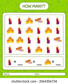 How many counting game with halloween icon. worksheet for preschool kids, kids activity sheet