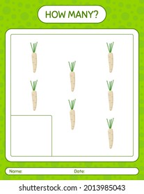 How many counting game with hamburg parsley. worksheet for preschool kids, kids activity sheet, printable worksheet
