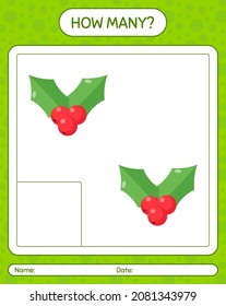 Wie viele zählen Spiel mit heiliger Beere. Arbeitsblatt für Vorschulkinder, Kinderaktivität