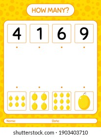 How many counting game with honeydew melon. worksheet for preschool kids, kids activity sheet, printable worksheet
