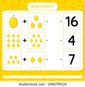 How many counting game with honeydew melon. worksheet for preschool kids, kids activity sheet, printable worksheet