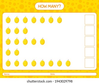How many counting game with honeydew melon worksheet for preschool kids, kids activity sheet, printable worksheet