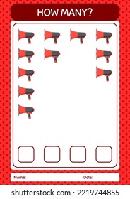 How many counting game with horn loudspeakers. worksheet for preschool kids, kids activity sheet