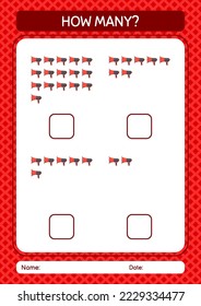 How many counting game with horn loudspeakers. worksheet for preschool kids, kids activity sheet