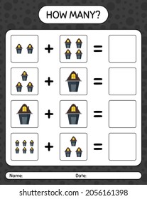 How many counting game with house. worksheet for preschool kids, kids activity sheet
