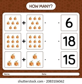 How many counting game with house. worksheet for preschool kids, kids activity sheet