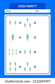 How many counting game with ice cream. worksheet for preschool kids, kids activity sheet