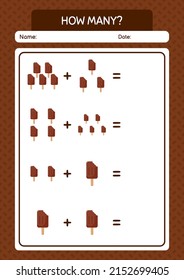 How many counting game with ice cream. worksheet for preschool kids, kids activity sheet