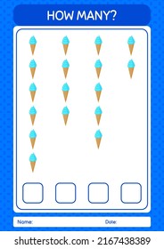 How many counting game with ice cream. worksheet for preschool kids, kids activity sheet