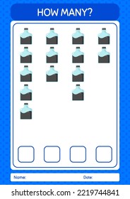 How many counting game with ink bottle. worksheet for preschool kids, kids activity sheet