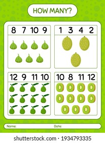 How many counting game jackfruit, kaffir lime. worksheet for preschool kids, kids activity sheet, printable worksheet