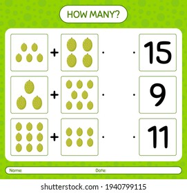 How many counting game with jackfruit. worksheet for preschool kids, kids activity sheet, printable worksheet