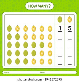 Cuántos juegos de cómputo con hoja de cálculo jackfruit para niños de preescolar, hoja de actividades para niños, hoja de trabajo imprimible