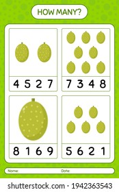 How many counting game with jackfruit worksheet for preschool kids, kids activity sheet, printable worksheet