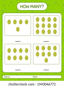 How many counting game with jackfruit worksheet for preschool kids, kids activity sheet, printable worksheet