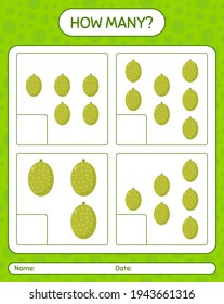 Cuántos juegos de cómputo con hoja de cálculo jackfruit para niños de preescolar, hoja de actividades para niños, hoja de trabajo imprimible