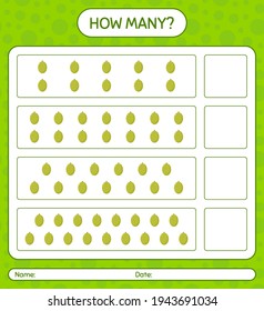 How many counting game with jackfruit worksheet for preschool kids, kids activity sheet, printable worksheet