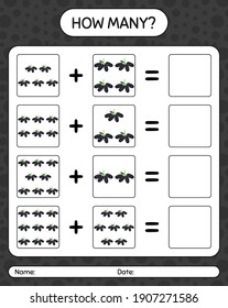 How many counting game with jambolan. worksheet for preschool kids, kids activity sheet, printable worksheet
