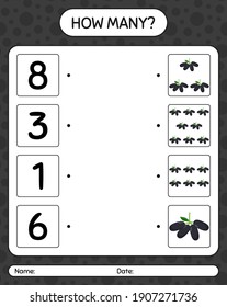 How many counting game with jambolan. worksheet for preschool kids, kids activity sheet, printable worksheet