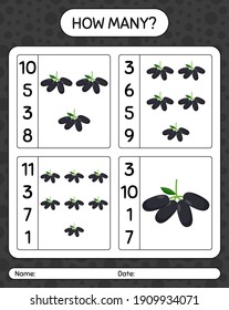 How many counting game with jambolan. worksheet for preschool kids, kids activity sheet, printable worksheet