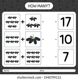 How many counting game with jambolan. worksheet for preschool kids, kids activity sheet, printable worksheet