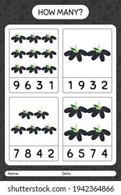 How many counting game with jambolan worksheet for preschool kids, kids activity sheet, printable worksheet