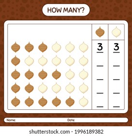 How many counting game with jicama. worksheet for preschool kids, kids activity sheet, printable worksheet
