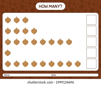 How many counting game with jicama. worksheet for preschool kids, kids activity sheet, printable worksheet