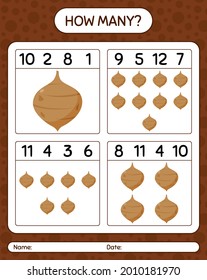 How many counting game with jicama. worksheet for preschool kids, kids activity sheet, printable worksheet