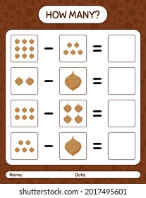 How many counting game with jicama. worksheet for preschool kids, kids activity sheet, printable worksheet