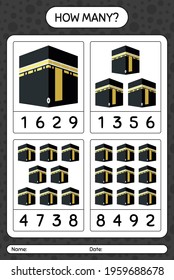 How many counting game with kaaba. worksheet for preschool kids, kids activity sheet, printable worksheet