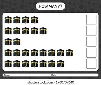 How many counting game with kaaba. worksheet for preschool kids, kids activity sheet, printable worksheet