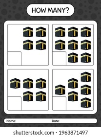 How many counting game with kaaba. worksheet for preschool kids, kids activity sheet, printable worksheet