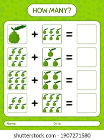 How many counting game with kaffir lime. worksheet for preschool kids, kids activity sheet, printable worksheet
