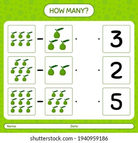 How many counting game with kaffir lime worksheet for preschool kids, kids activity sheet, printable worksheet