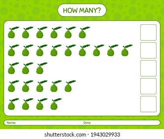 How many counting game with kaffir lime worksheet for preschool kids, kids activity sheet, printable worksheet