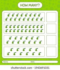 How many counting game with kaffir lime worksheet for preschool kids, kids activity sheet, printable worksheet
