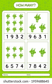 How many counting game with ketupat. worksheet for preschool kids, kids activity sheet, printable worksheet