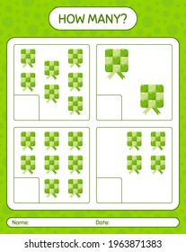 How many counting game with ketupat. worksheet for preschool kids, kids activity sheet, printable worksheet
