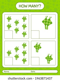 How many counting game with ketupat. worksheet for preschool kids, kids activity sheet, printable worksheet
