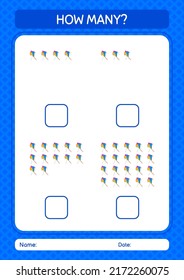 How many counting game with kite. worksheet for preschool kids, kids activity sheet