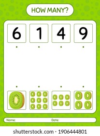 ¿Cuántos de los que cuentan con kiwi? hoja de trabajo para niños de preescolar, hoja de actividades para niños, hoja de trabajo imprimible

