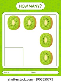 How many counting game with kiwi. worksheet for preschool kids, kids activity sheet, printable worksheet