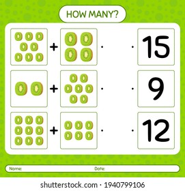 How many counting game with kiwi. worksheet for preschool kids, kids activity sheet, printable worksheet